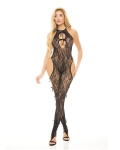 Pink Lipstick Love Me Harder Bodystocking Black O/S