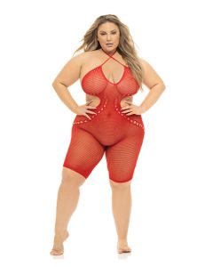 Pink Lipstick Fill Me In Bodystocking Red QN