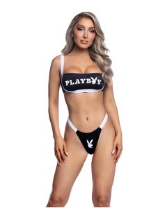 Playboy Bandeau Bikini Set - Black/White LG