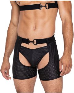 Master Chaps w/Hook & Ring Closure & Rear Cut Out (Thong Not Included) - Black MD