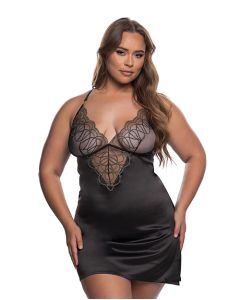 Beaded Belle Metallic Embroidery w/Bead Lace Chemise - Black/Gold
