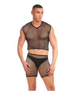 Rainbow Party Net-Bula Large Mesh Long Brief 3 pc Set w/Thong