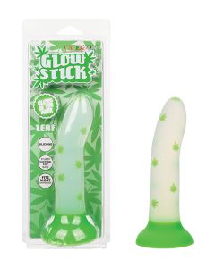 Glow Stick Leaf Suction Cup Glow-in-the-Dark Dildo - Green