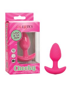 Cheeky Glow in the Dark Vibrating Butt Plug - Pink