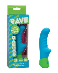 Rave Ridged-G Massager w/Rippled Shaft & Stimulator - Blue/Green