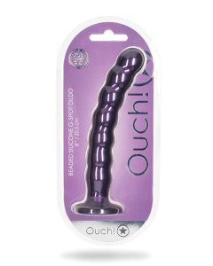 Shots Ouch 8" Beaded G-Spot Dildo - Metallic Purple