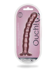 Shots Ouch 8" Beaded G-Spot Dildo - Rose Gold
