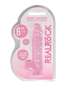 Shots RealRock Realistic Crystal Clear 6" Dildo w/Balls - Pink