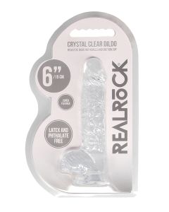 Shots RealRock Realistic Crystal Clear 6" Dildo w/Balls - Transparent Clear