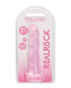 Shots RealRock Crystal Clear Non Realistic 7" Dildo - Pink