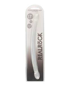 Shots RealRock Crystal Clear 17" Double Dildo - Transparent