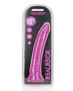 Shots RealRock 10" Slim Dildo Glow in the Dark - Neon Purple