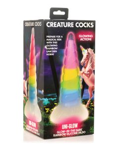 Creature Cocks Uni Glow in the Dark Silicone Dildo - Rainbow