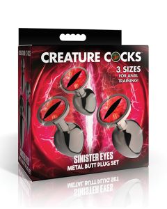 Creature Cocks - Sinister Eyes Red Eye Metal Butt Plug Set