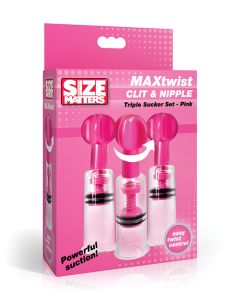 Size Matters MAXtwist Clit & Nipple Triple Sucker Set - Pink